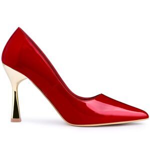 Patent Leather Pointed Toe Stiletto Heels Dress Pump Red